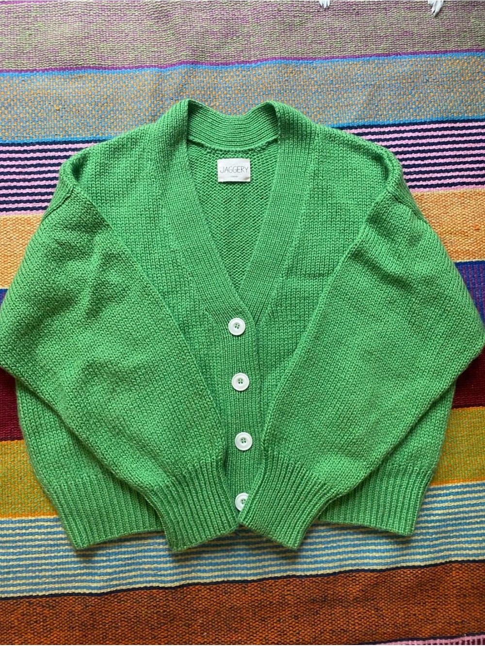 Jaggery London Bright Green Wool Cardigan
